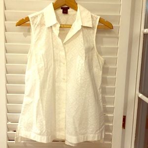 Ann Taylor eyelet collar tank S
